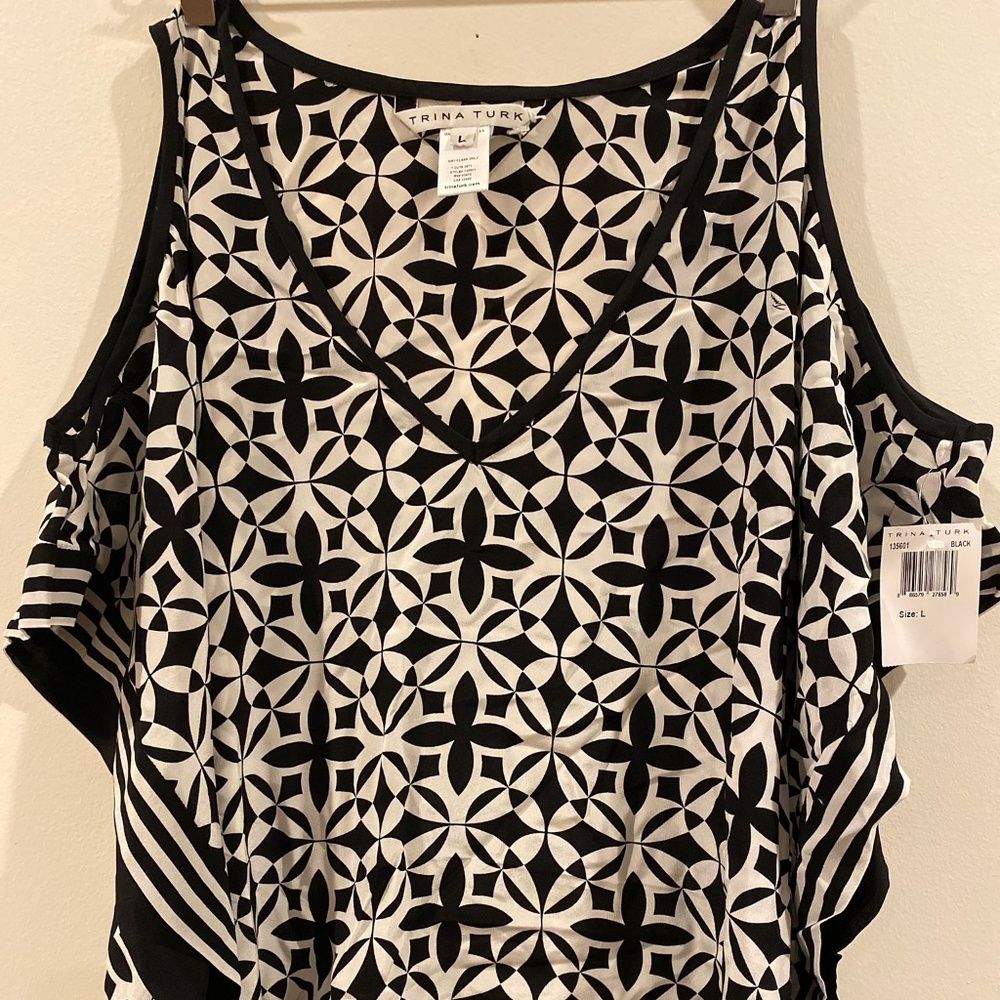 Trina Turk Monochrome Patterned Blouse
